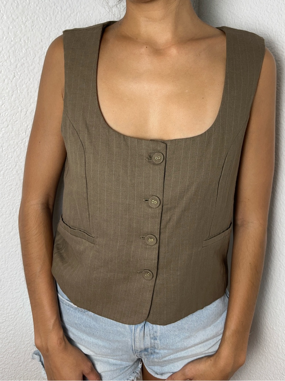 We Wore That Womens Pinstripe Small Tank Vest Top Size Small